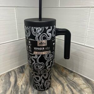 HydraPeak Black Snake Voyager 40 oz Steel Tumbler Handle Straw Brand New